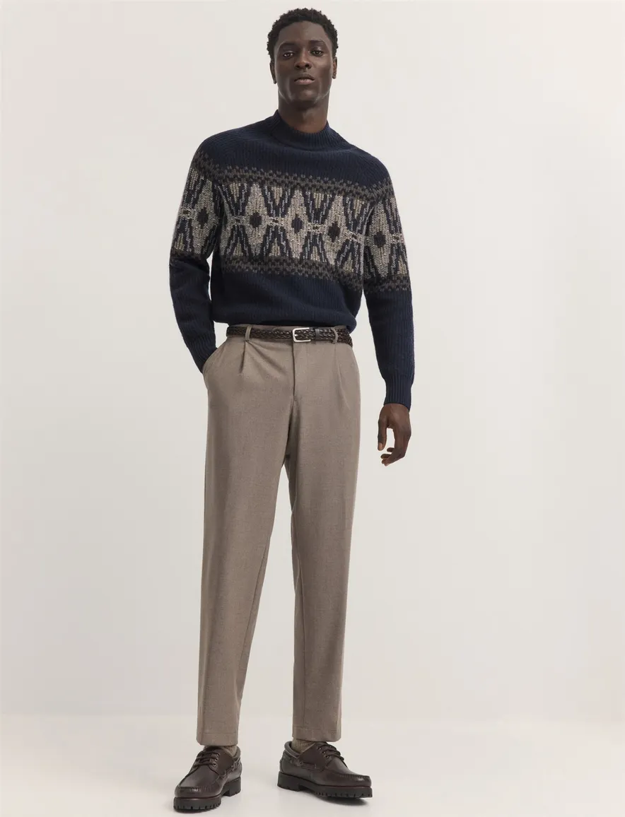 Bugatti turtleneck trui donkerblauw grof gebreid