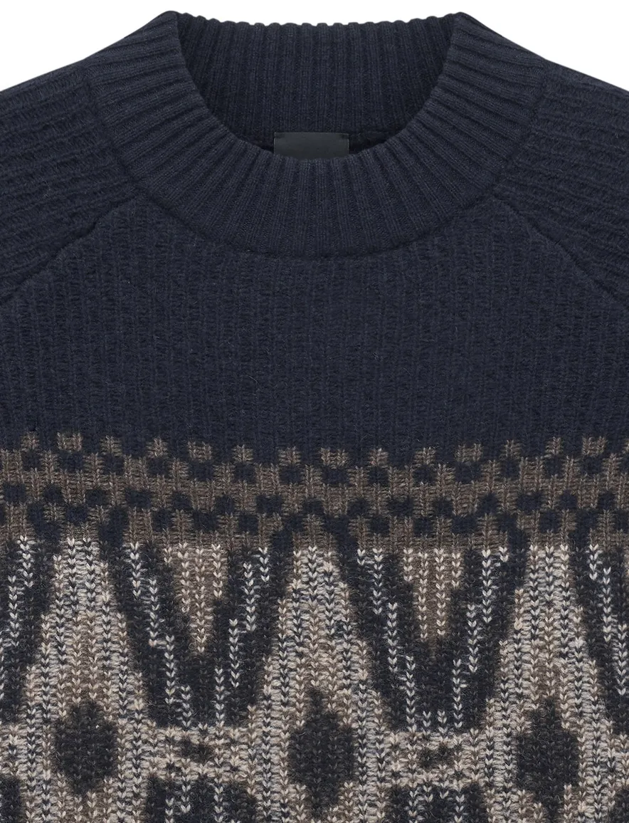 Bugatti turtleneck trui donkerblauw grof gebreid