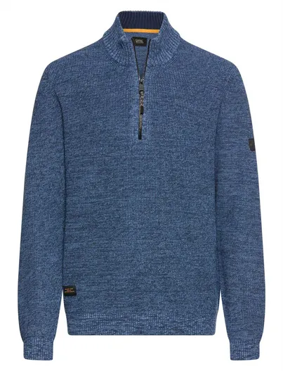 Camel Active Camel Active half zip trui blauw gemeleerd