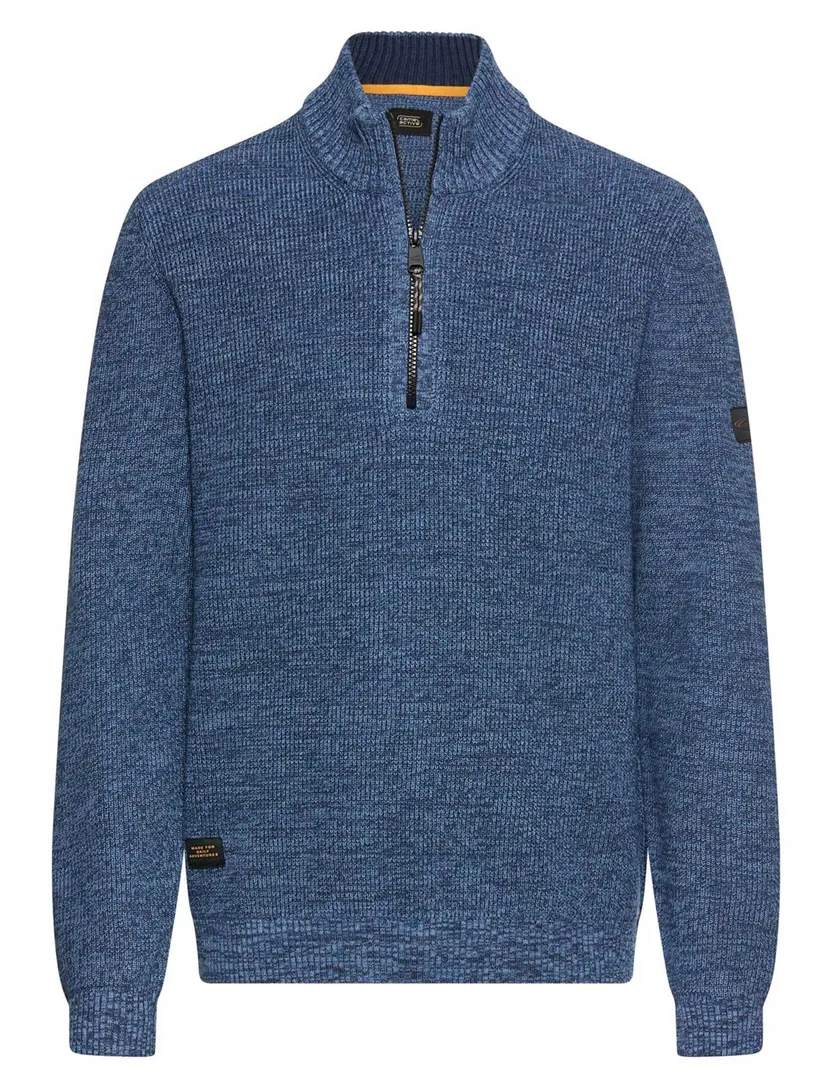 Camel Active half zip trui blauw gemeleerd