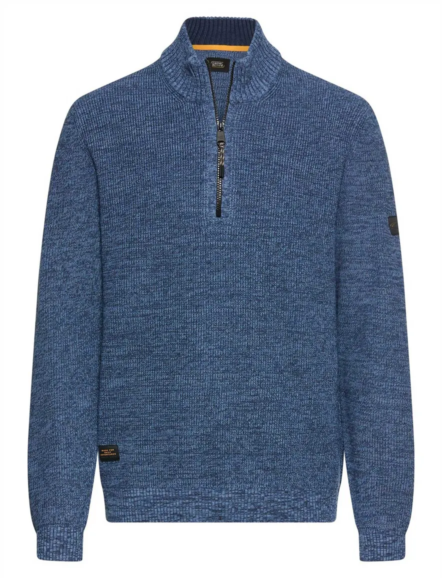 Camel Active half zip trui blauw gemeleerd