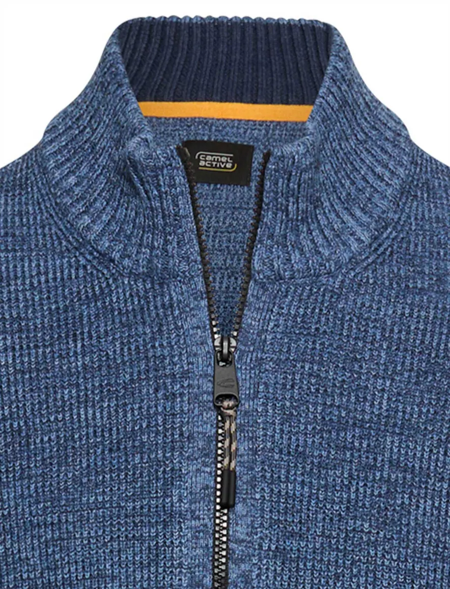 Camel Active half zip trui blauw gemeleerd