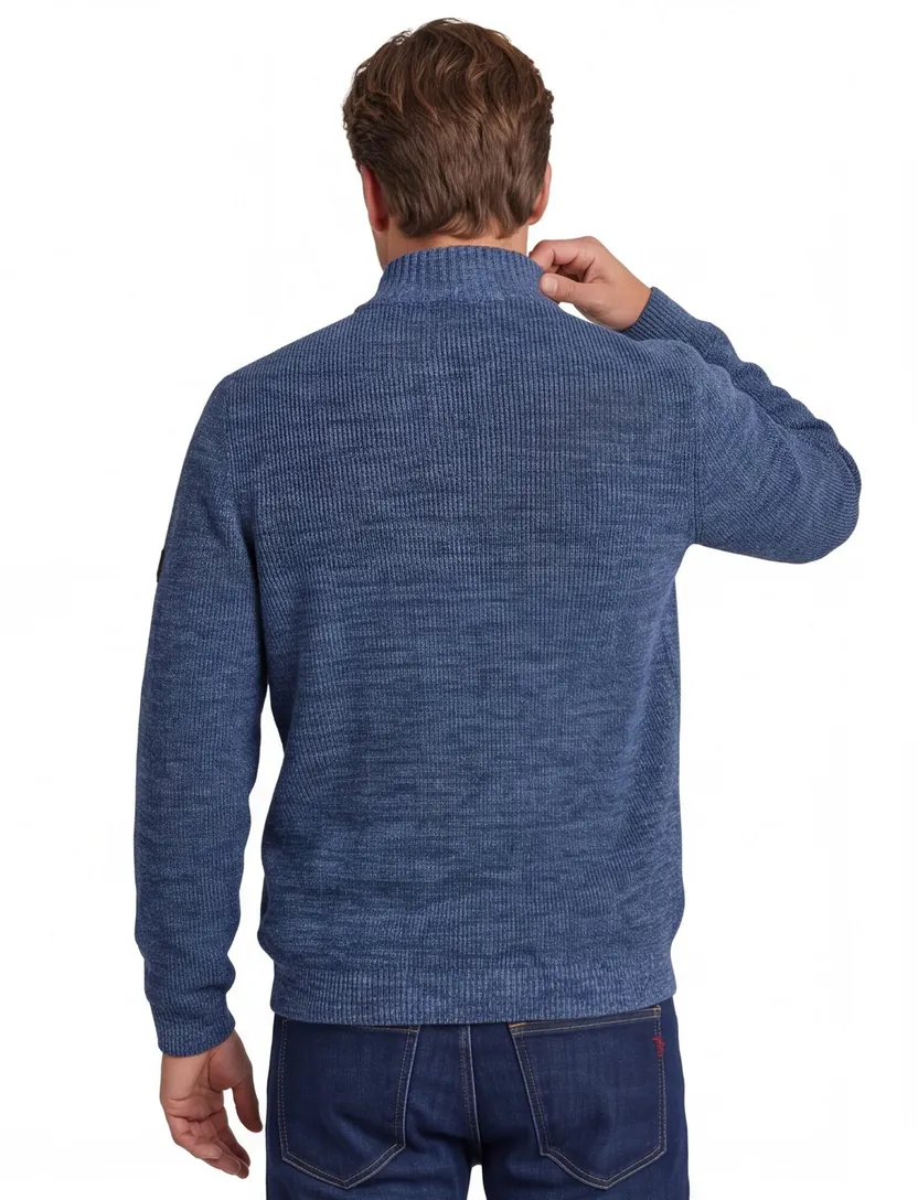 Camel Active half zip trui blauw gemeleerd