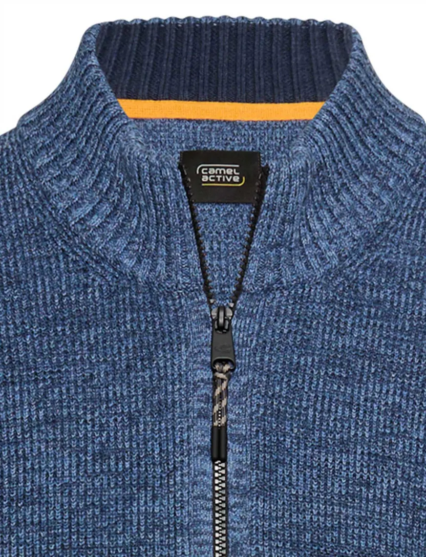 Vest Camel Active blauw gemeleerd wijde fit