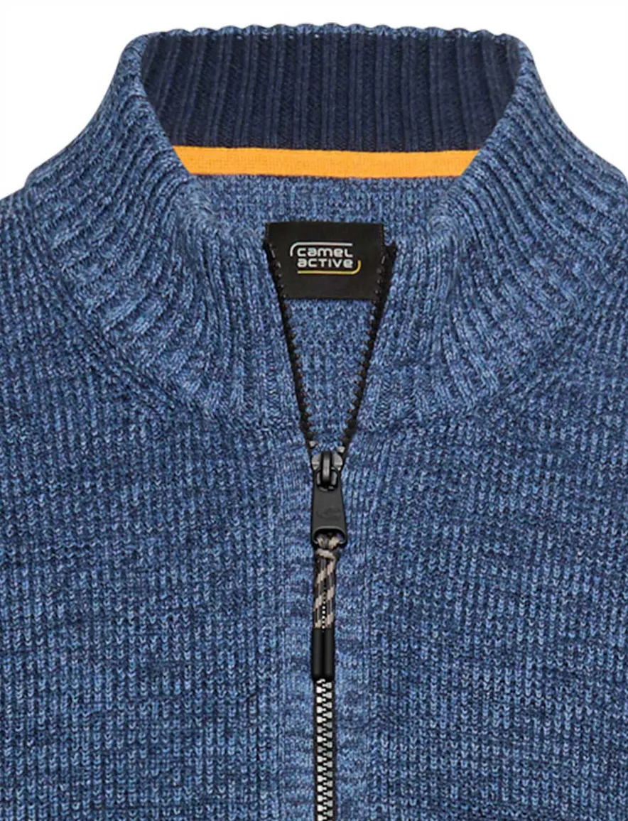 Vest Camel Active blauw Knitted Jackets