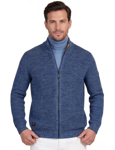 Camel Active Vest Camel Active blauw gemeleerd wijde fit