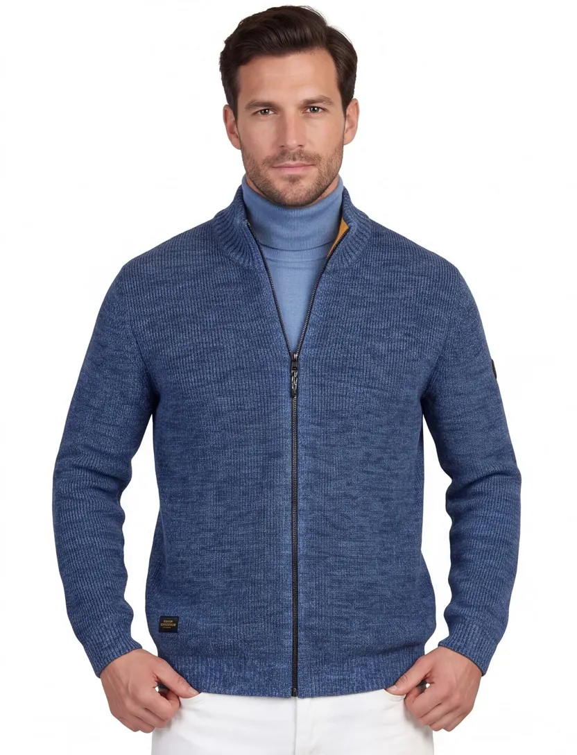 Vest Camel Active blauw gemeleerd wijde fit