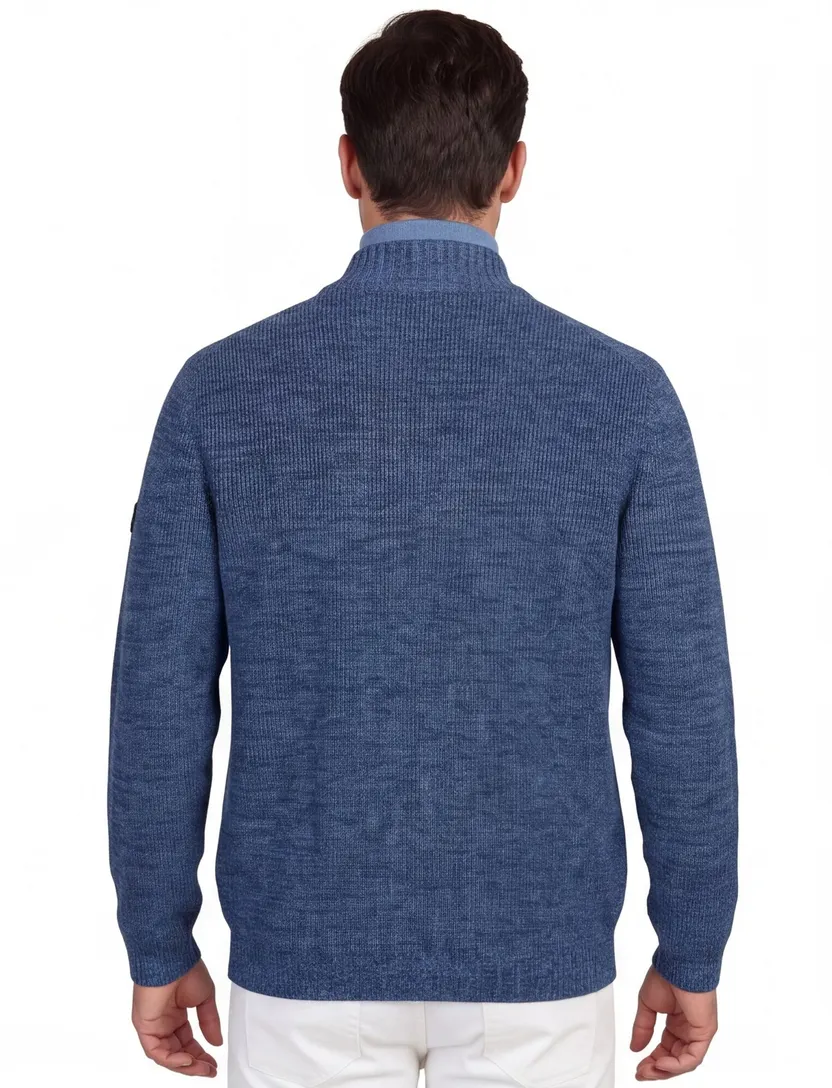Vest Camel Active blauw gemeleerd wijde fit