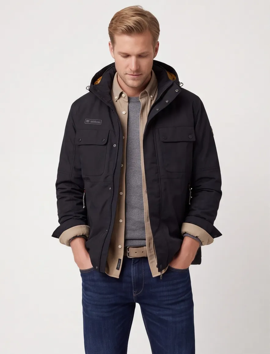 Jas Camel Active zwart Jackets