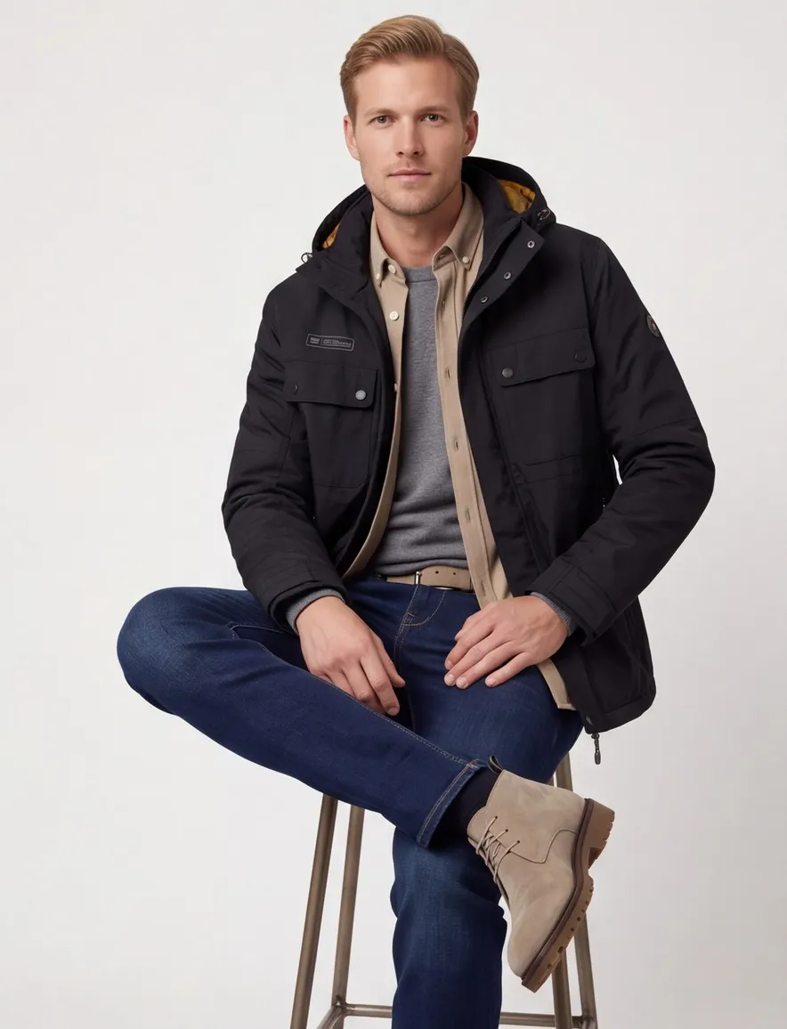 Jas Camel Active zwart Jackets