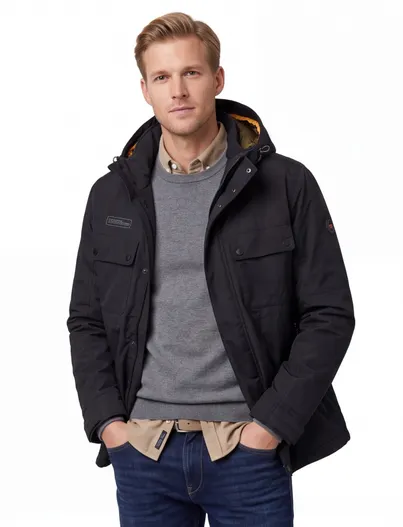 Camel Active Parka jas Camel Active zwart wijde fit