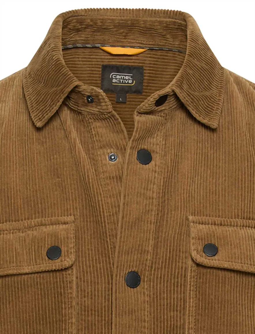 Camel Active overshirt rib in camel met borstzak
