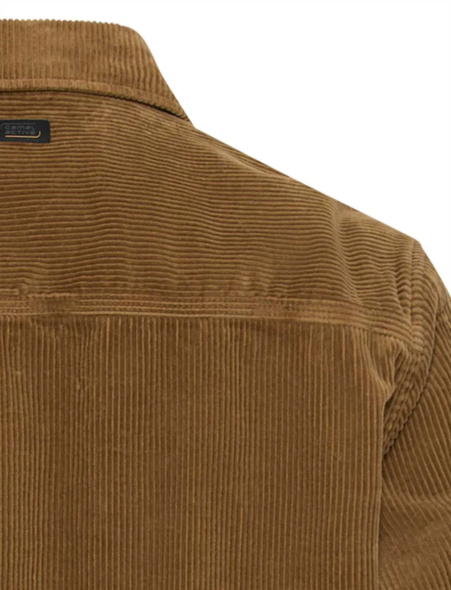 Camel Active overshirt rib in camel met borstzak
