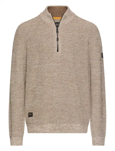 Camel Active Camel Active half zip trui beige gemeleerd