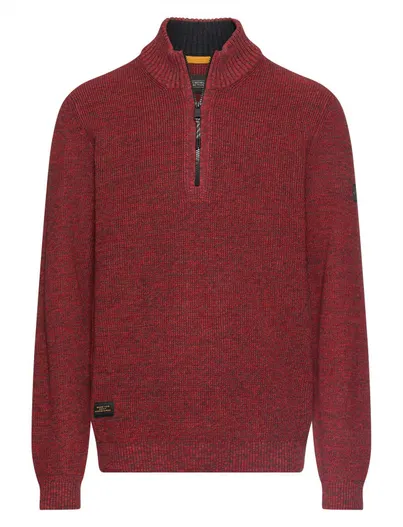 Camel Active Camel Active half zip trui rood gemeleerd