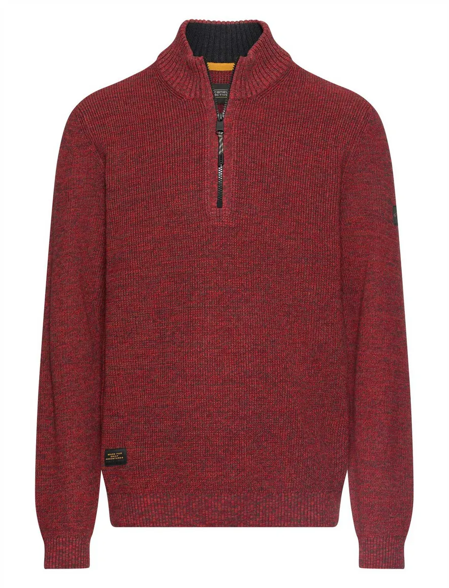Camel Active half zip trui rood gemeleerd