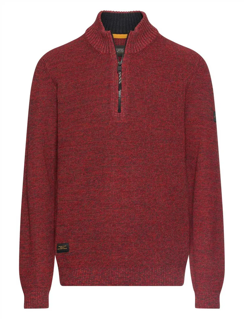 Camel Active truien half zip rood gemeleerd