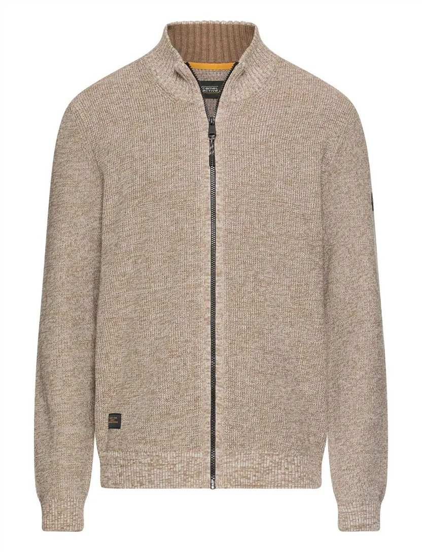 Vest Camel Active beige gemeleerd wijde fit