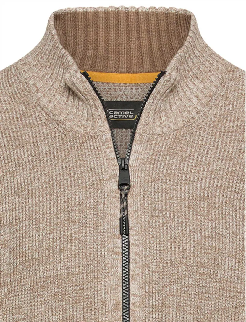 Vest Camel Active beige gemeleerd wijde fit