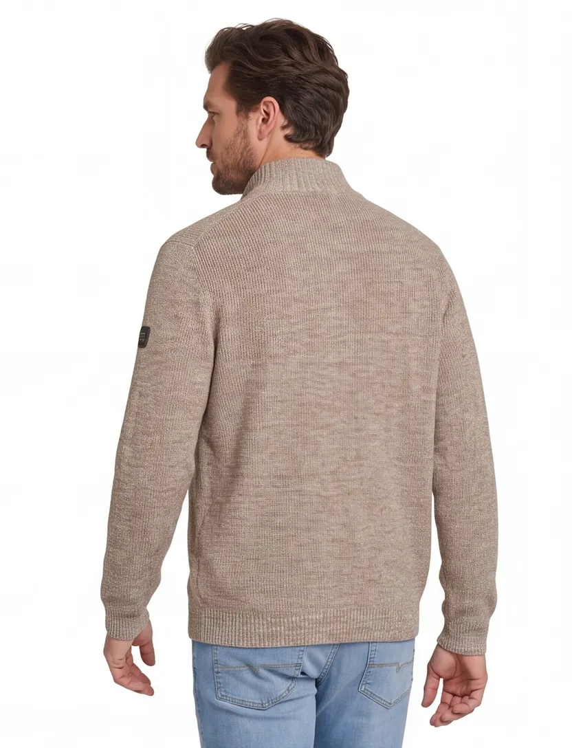 Vest Camel Active beige gemeleerd wijde fit