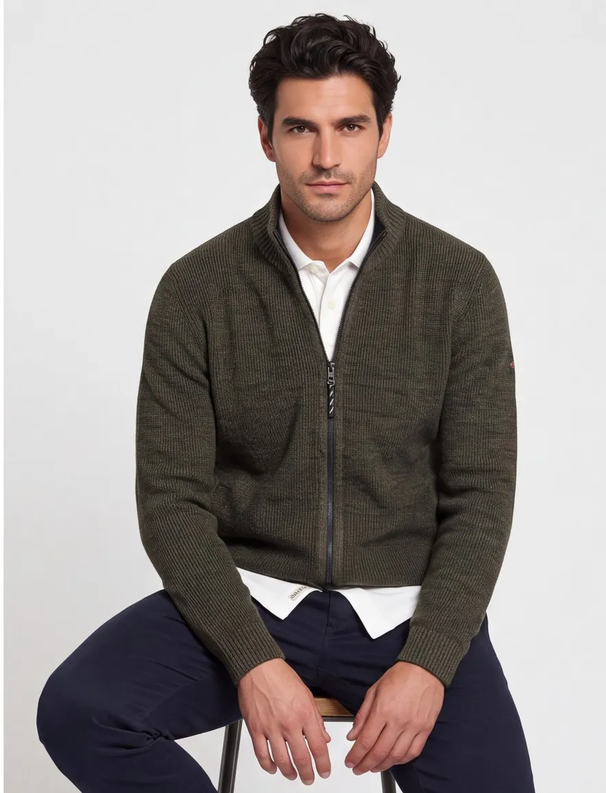 Vest Camel Active groen Knitted Jackets