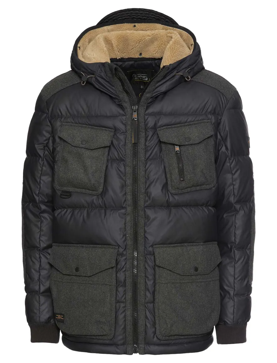 Camel Active gewatteerde jas navy met borstzak