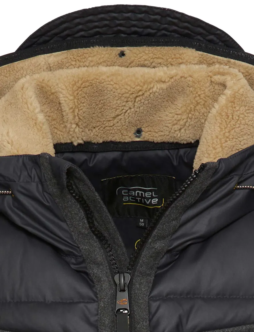 Camel Active gewatteerde jas navy met borstzak