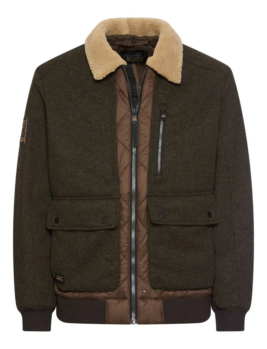 Camel Active piloten jas bruin met borstzak