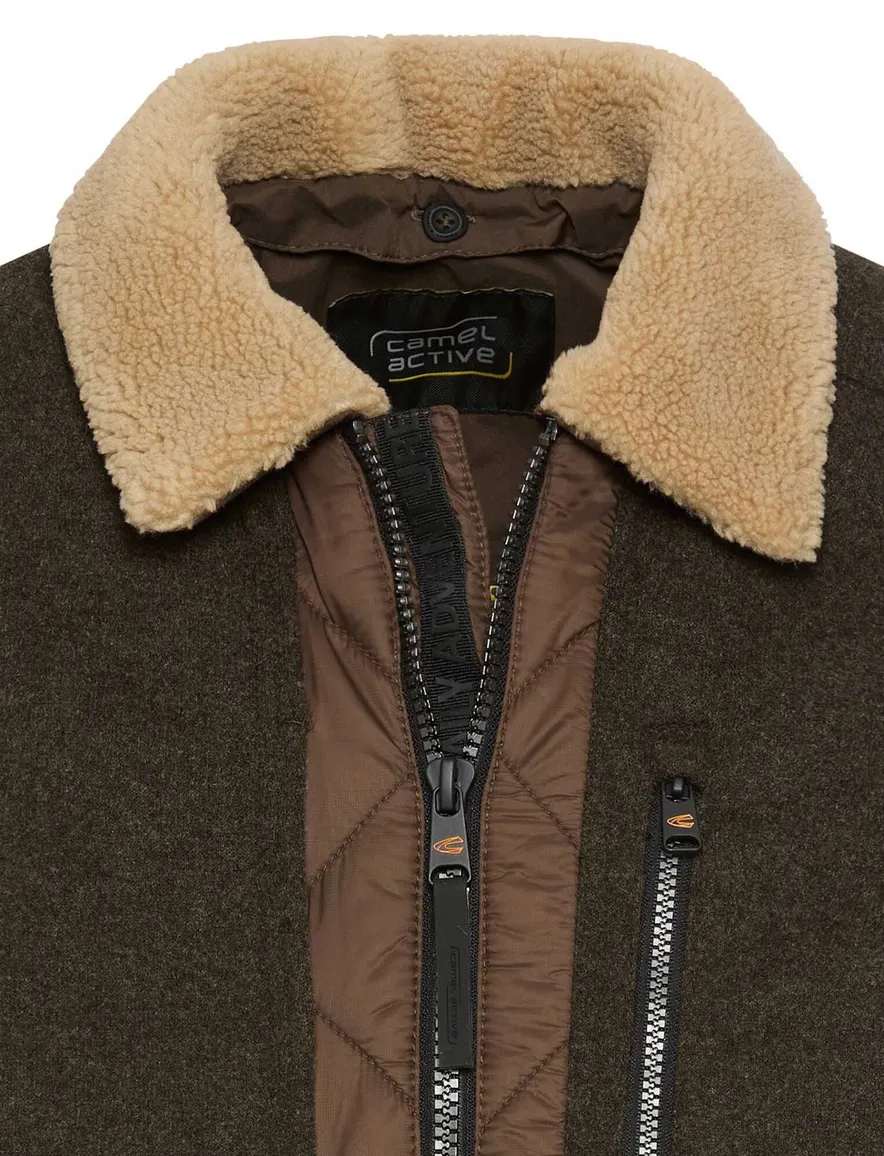 Camel Active piloten jas bruin met borstzak