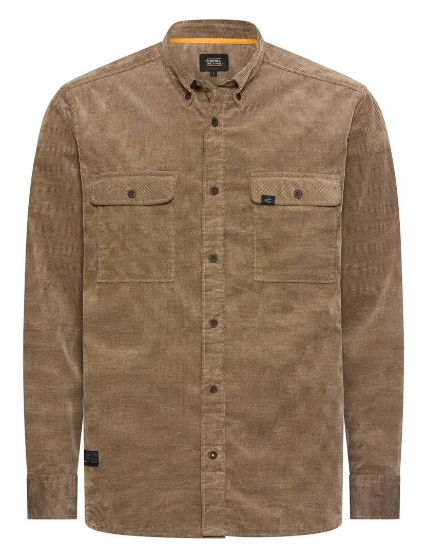 Overshirt Camel Active bruin geprint borstzak