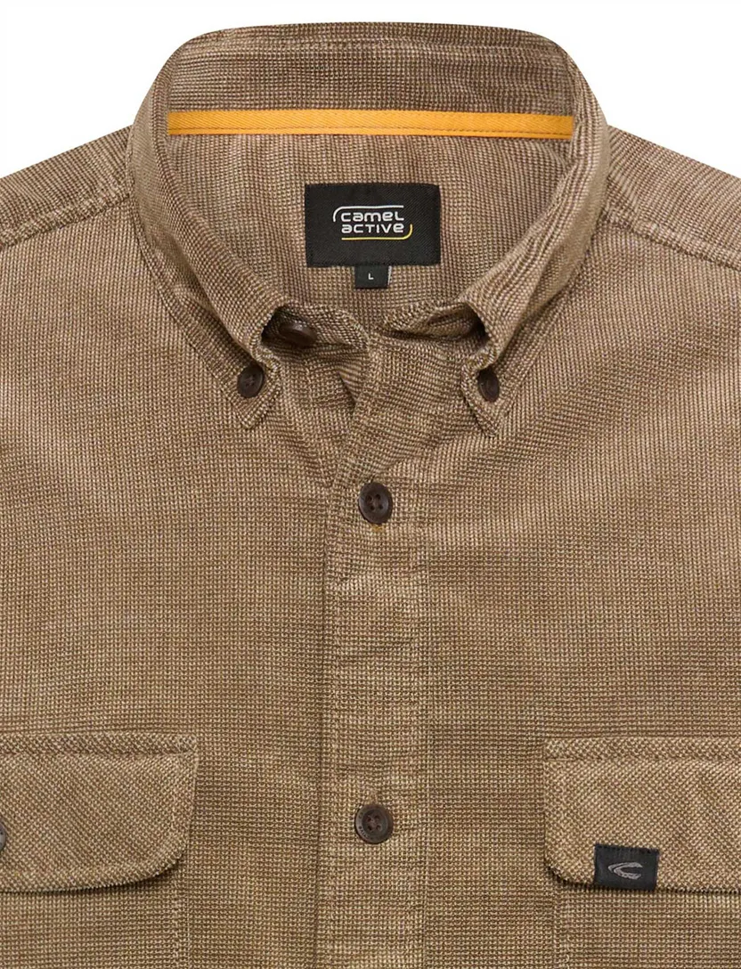 Overshirt Camel Active bruin geprint borstzak