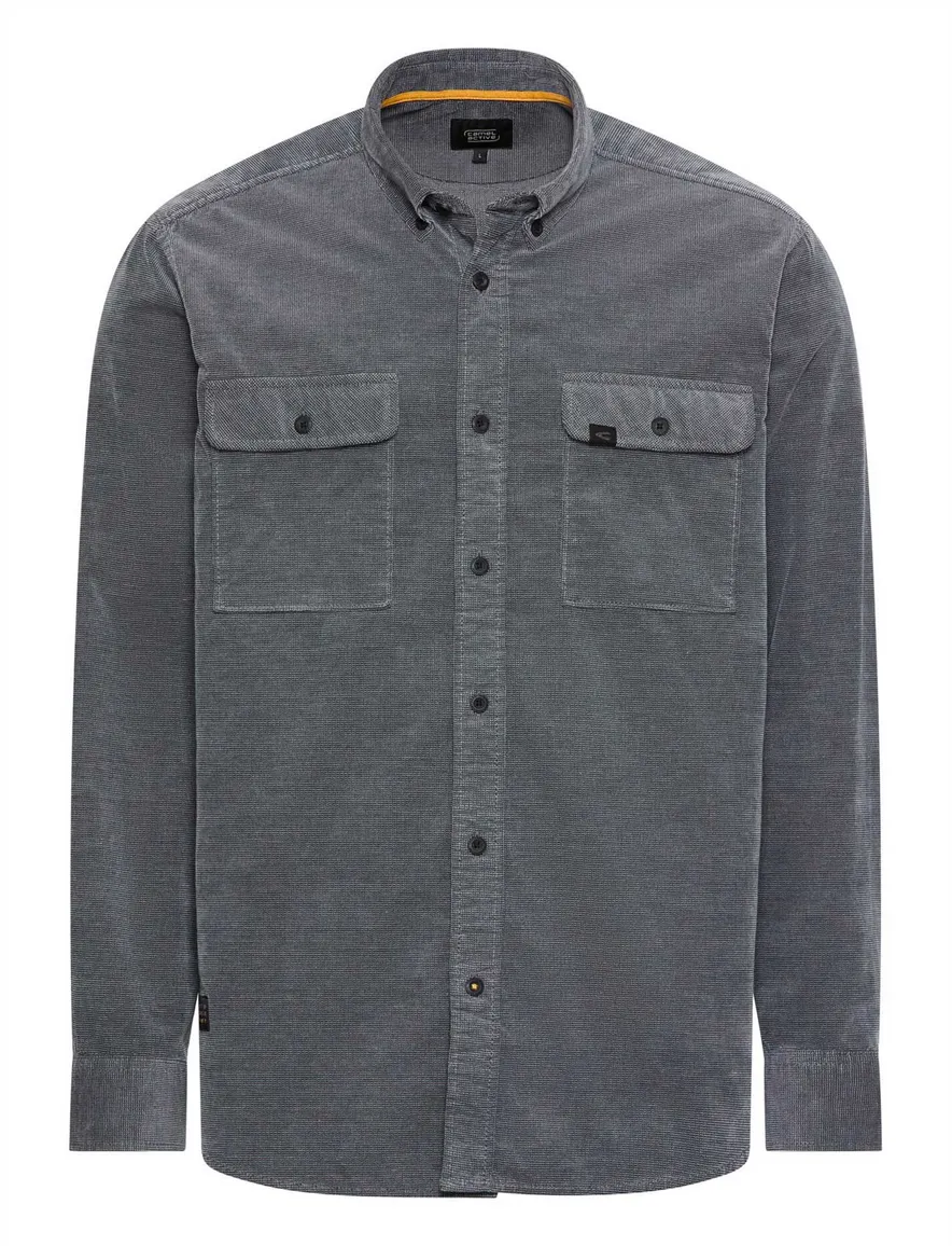 Camel Active overshirt donkerblauw geprint met borstzak