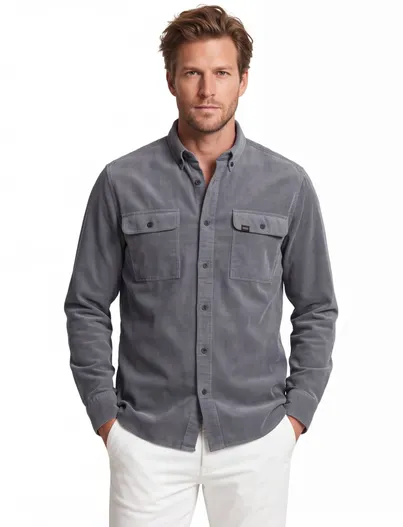 Camel Active Camel Active overshirt donkerblauw geprint met borstzak