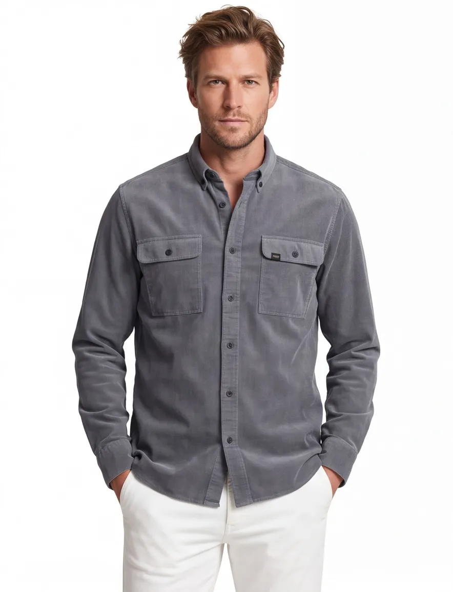 Camel Active overshirt donkerblauw geprint met borstzak