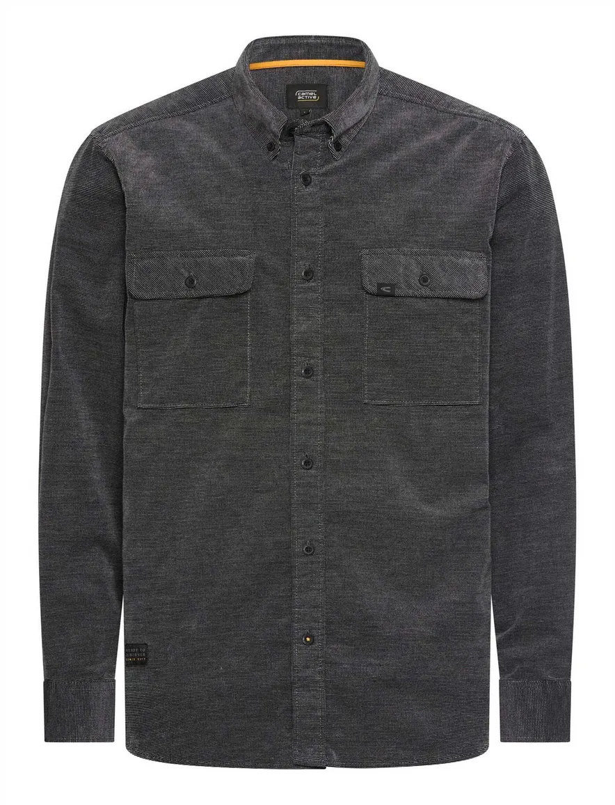 Camel Active overshirt antraciet geprint met borstzak
