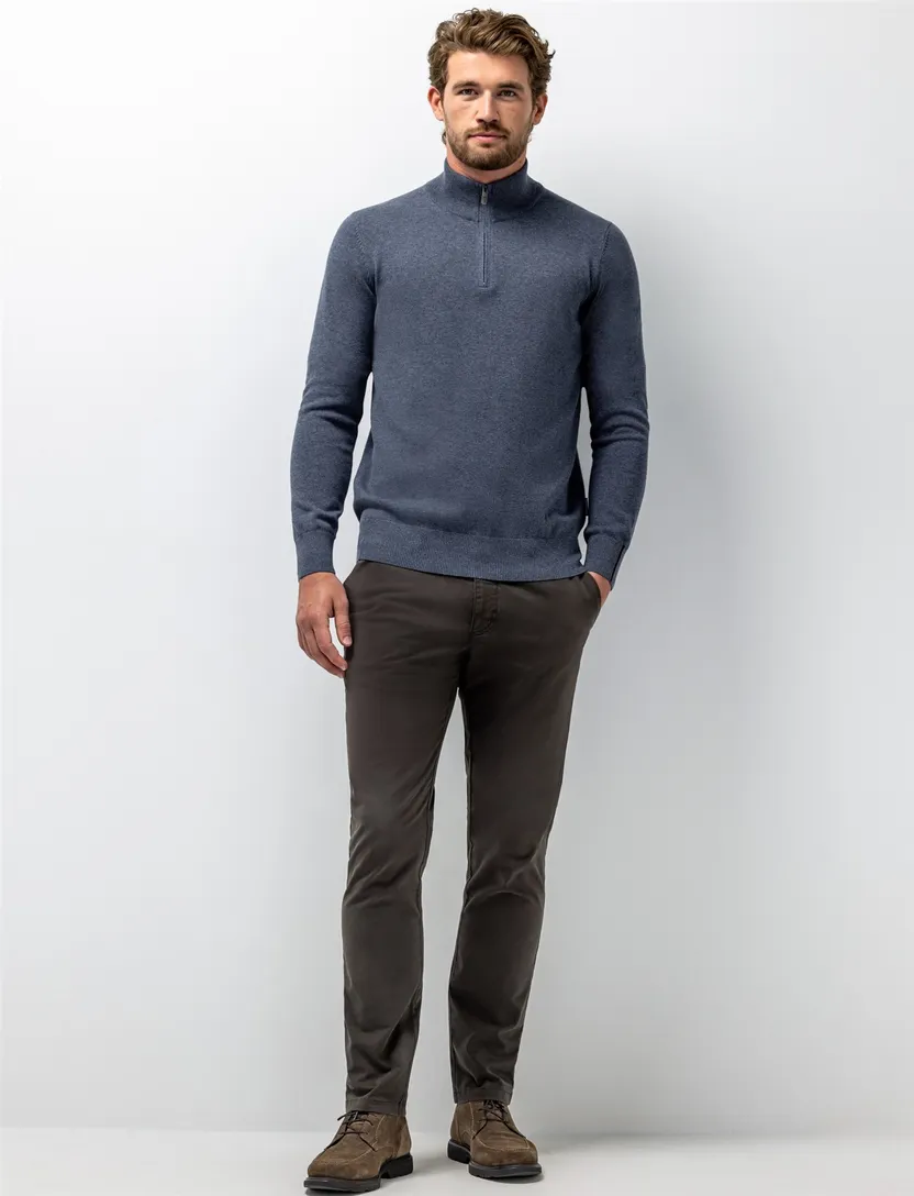 Trui State of Art blauw half zip