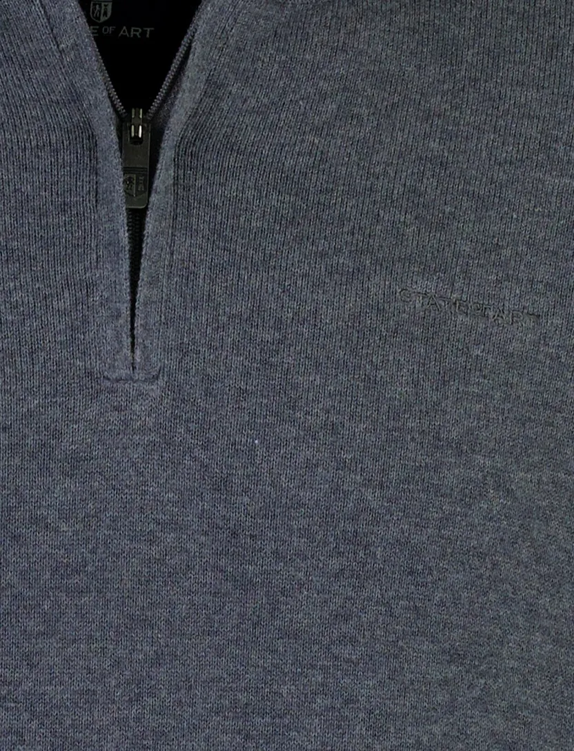 Trui State of Art blauw half zip
