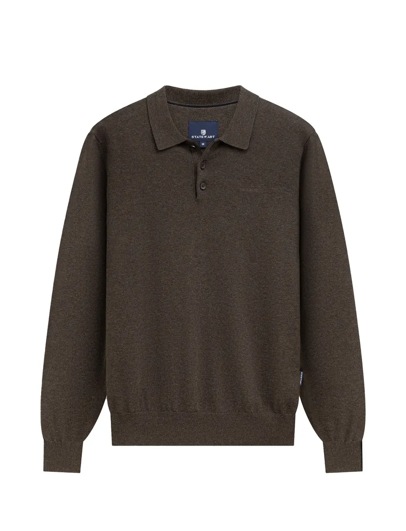 Poloshirt State of Art bruin met boord
