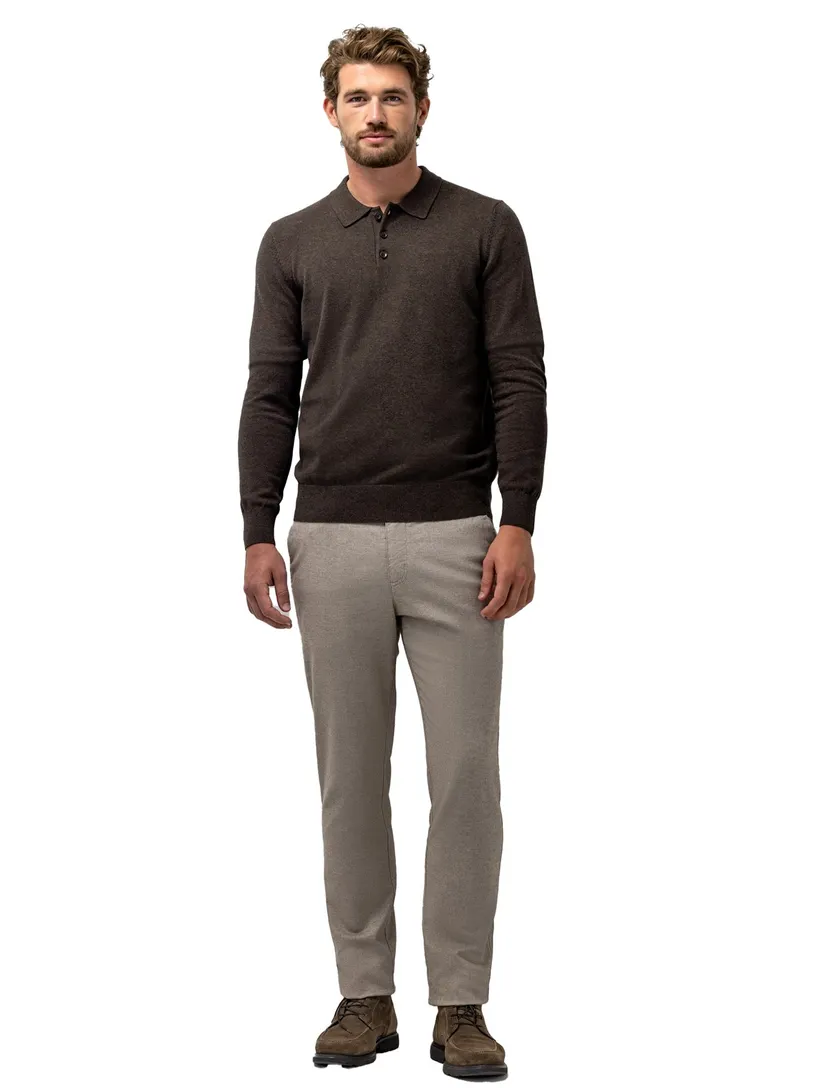 Poloshirt State of Art bruin met boord