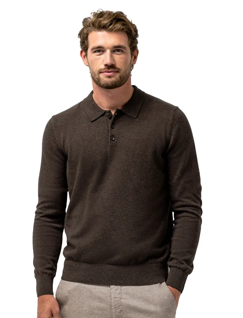 Poloshirt State of Art bruin met boord