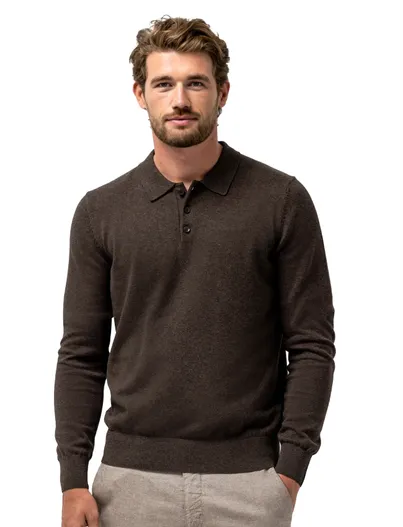 State of Art State of Art poloshirt bruin met boord