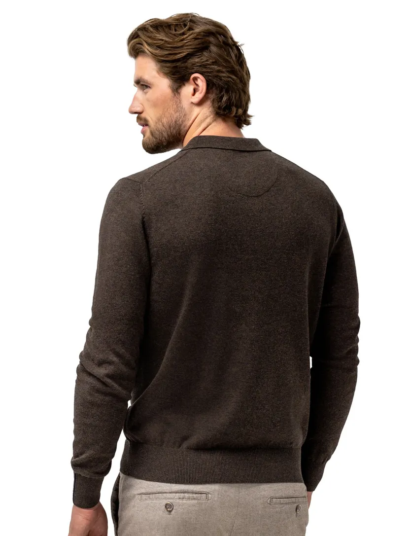 Poloshirt State of Art bruin met boord