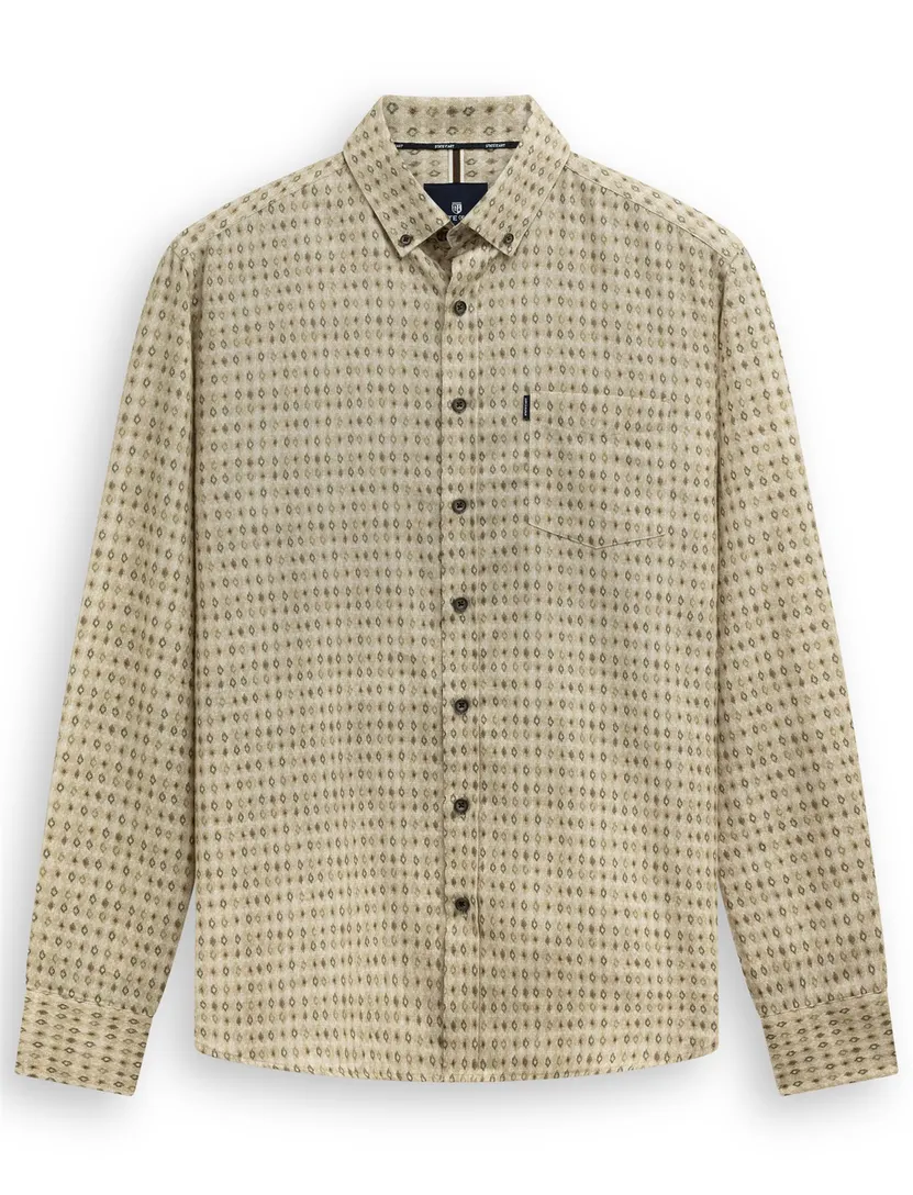 Overhemd State of Art beige geprint