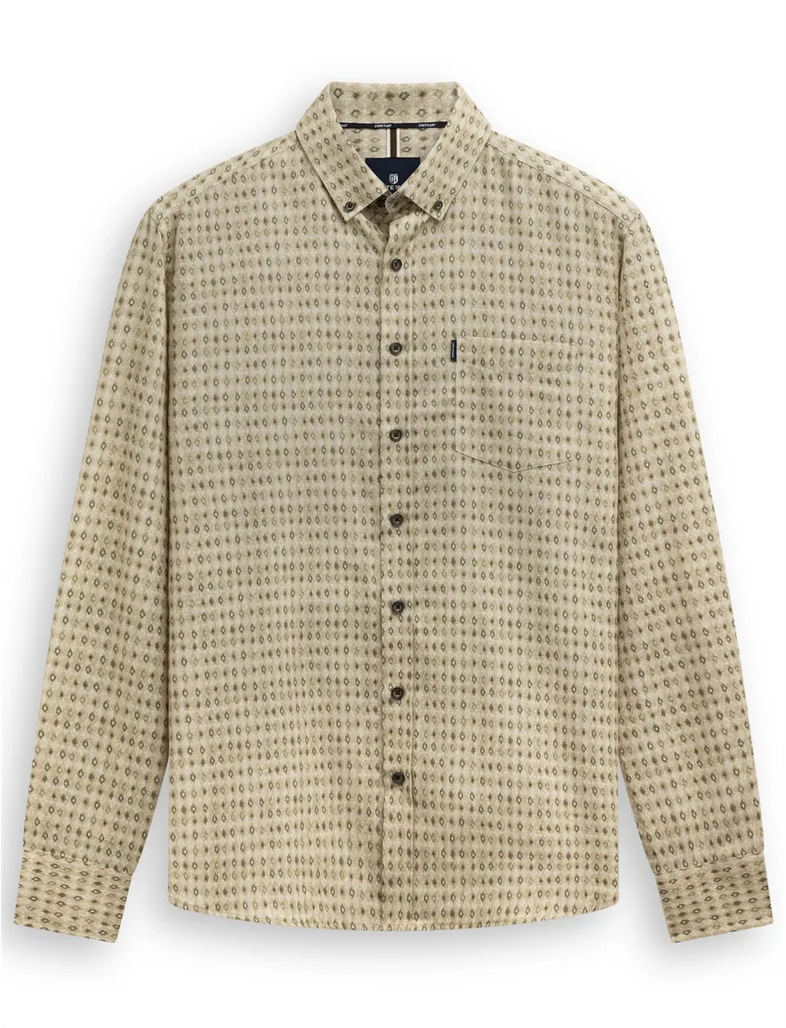 State of Art overhemd beige geprint
