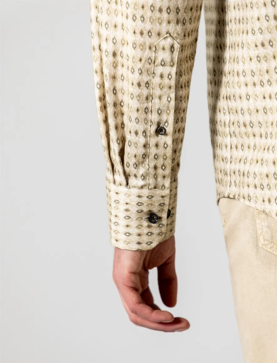 State of Art overhemd beige geprint