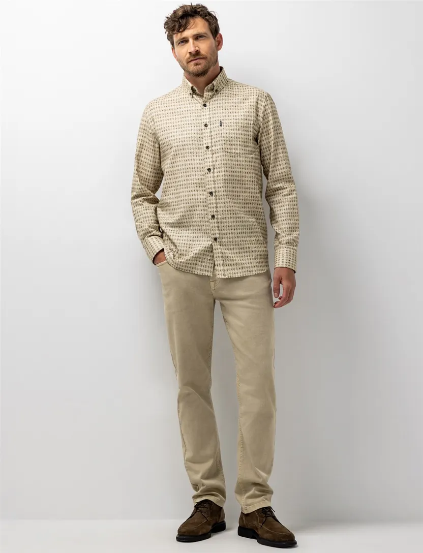 Overhemd State of Art beige geprint