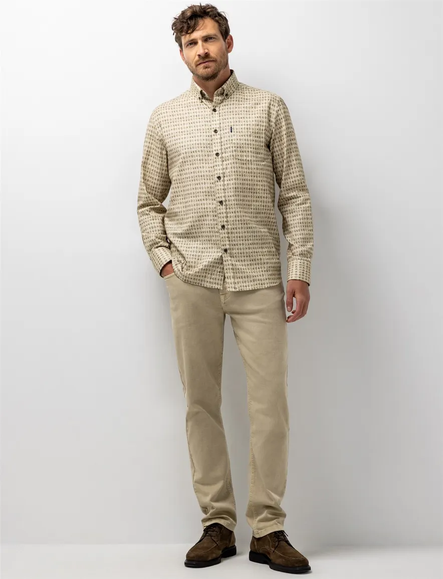 State of Art overhemd beige geprint
