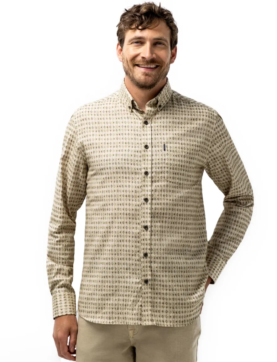 State of Art overhemd beige geprint