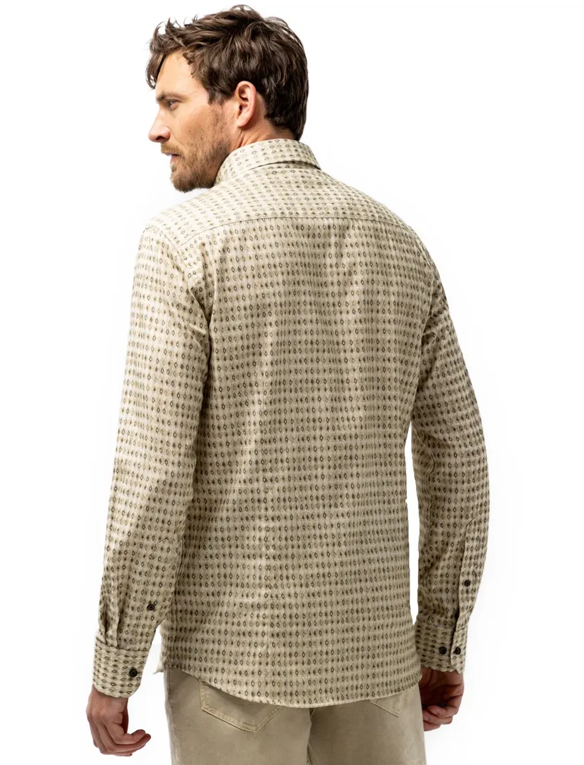 Overhemd State of Art beige geprint
