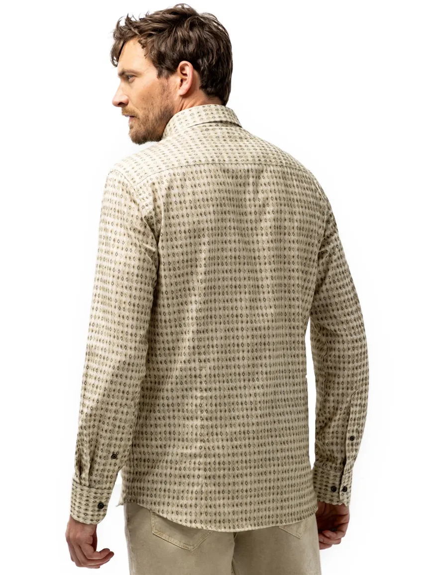 State of Art overhemd beige geprint